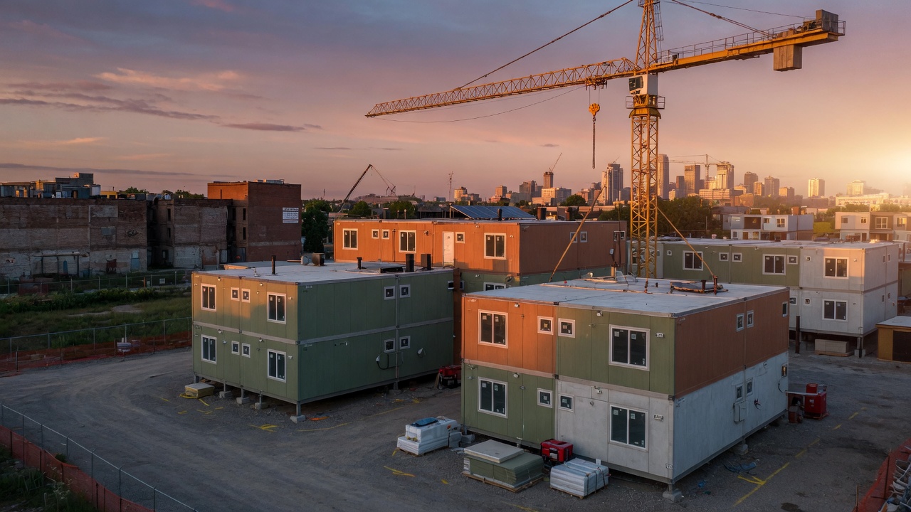 Craned Modules Settling Into Vacant Blocks