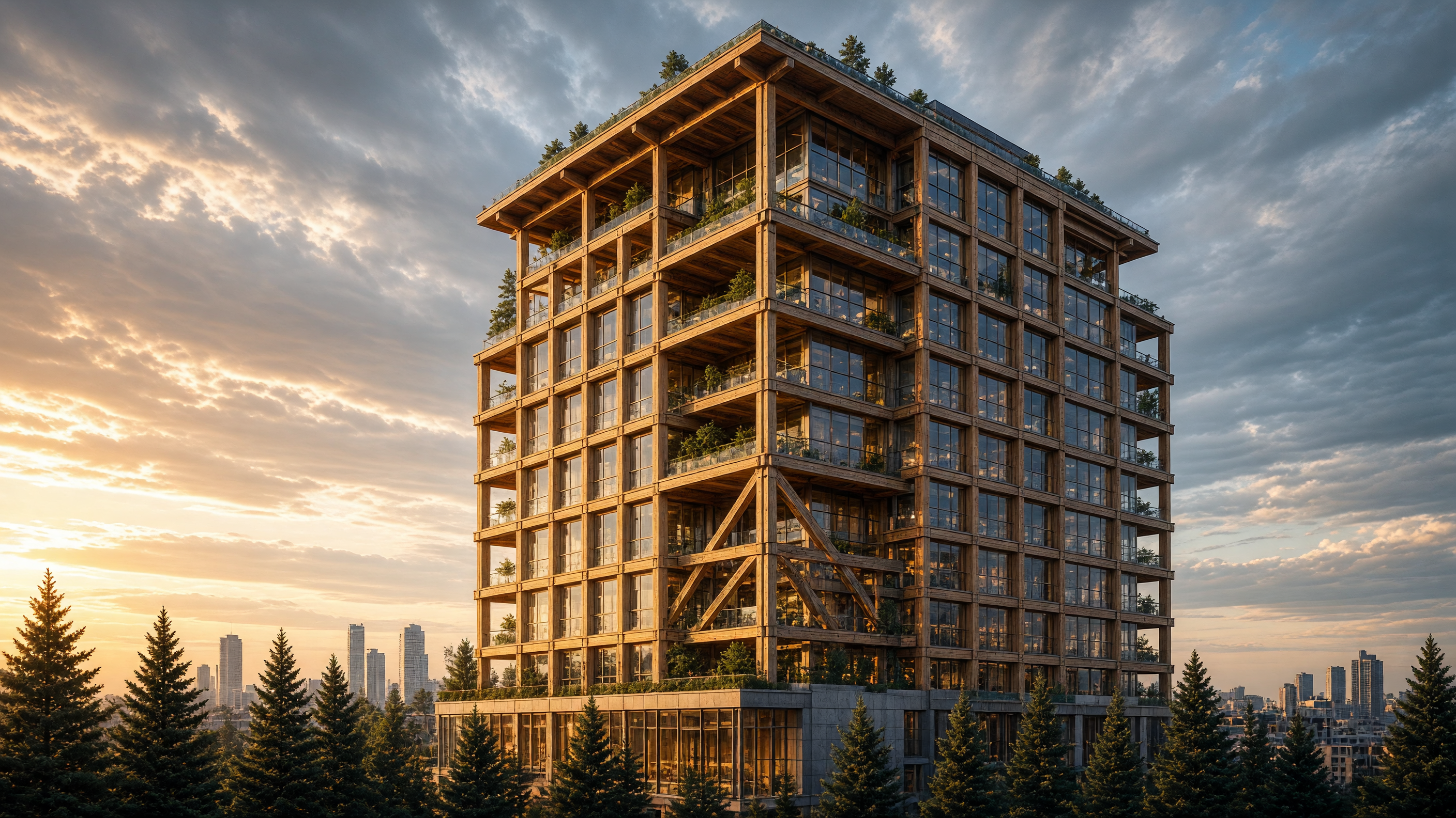 Spruce Against Eighteen Storeys of Sky