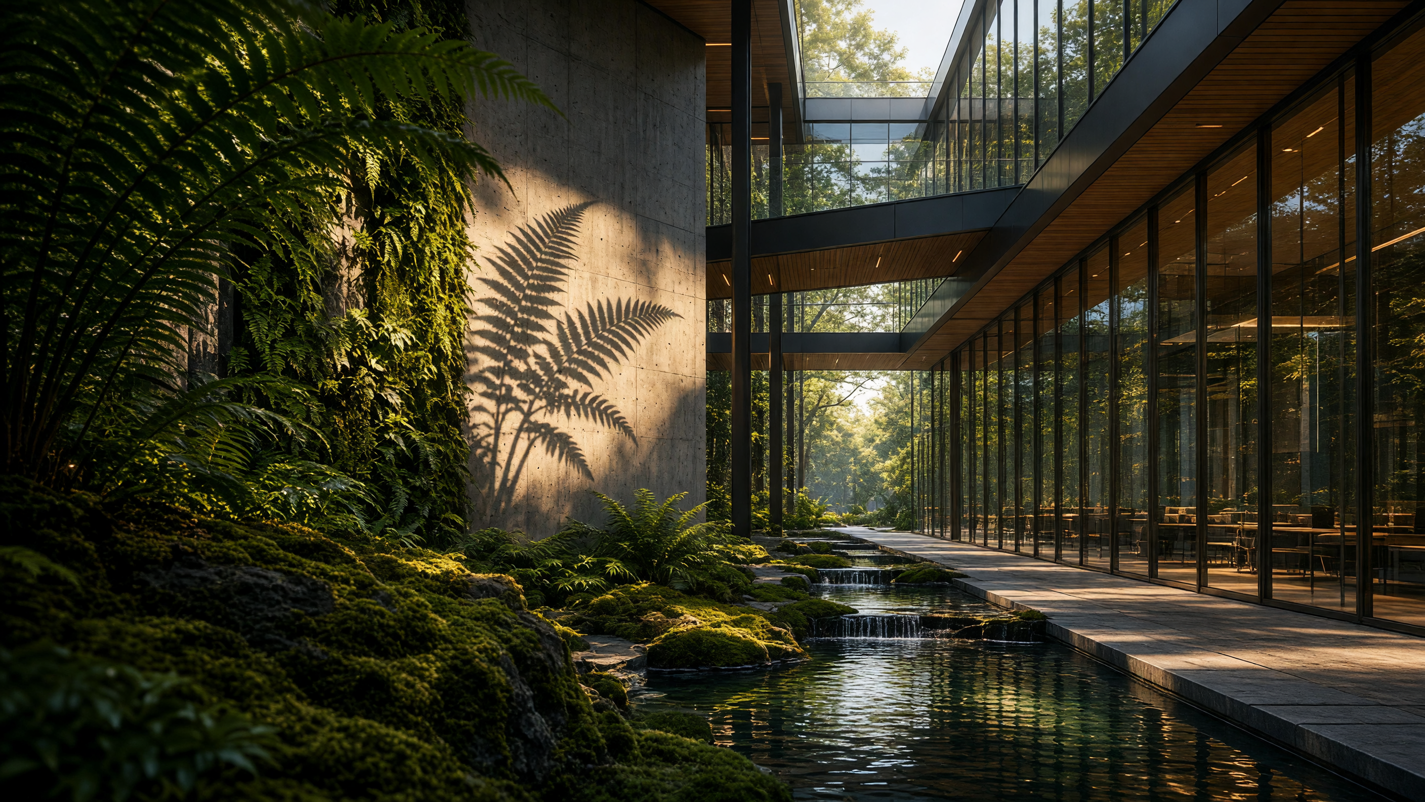 Moss, Water, and the Shadow of a Fern