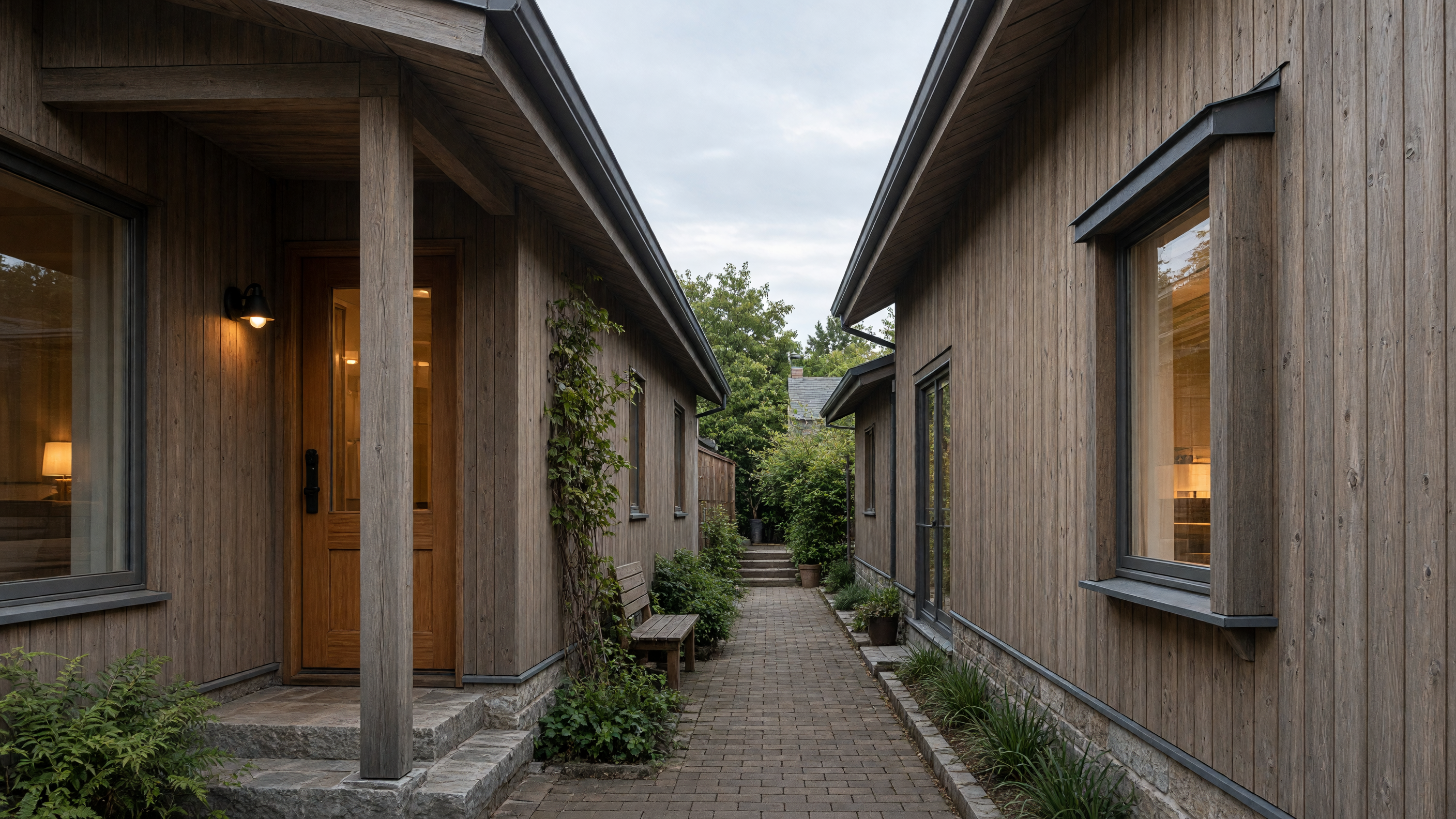 A narrow sill where two houses almost meet