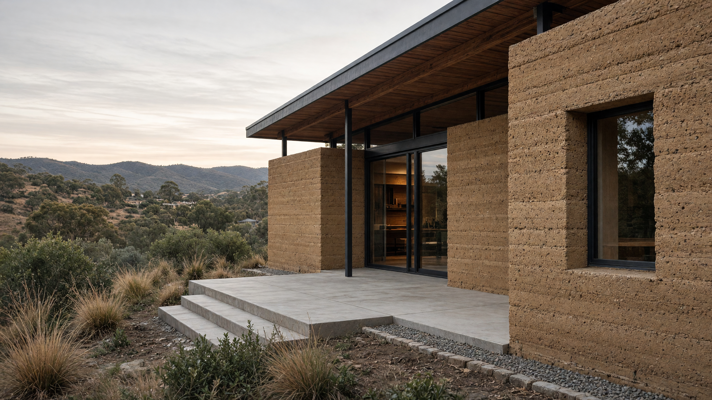 Rammed-Earth Walls in Fire-Prone Suburbs