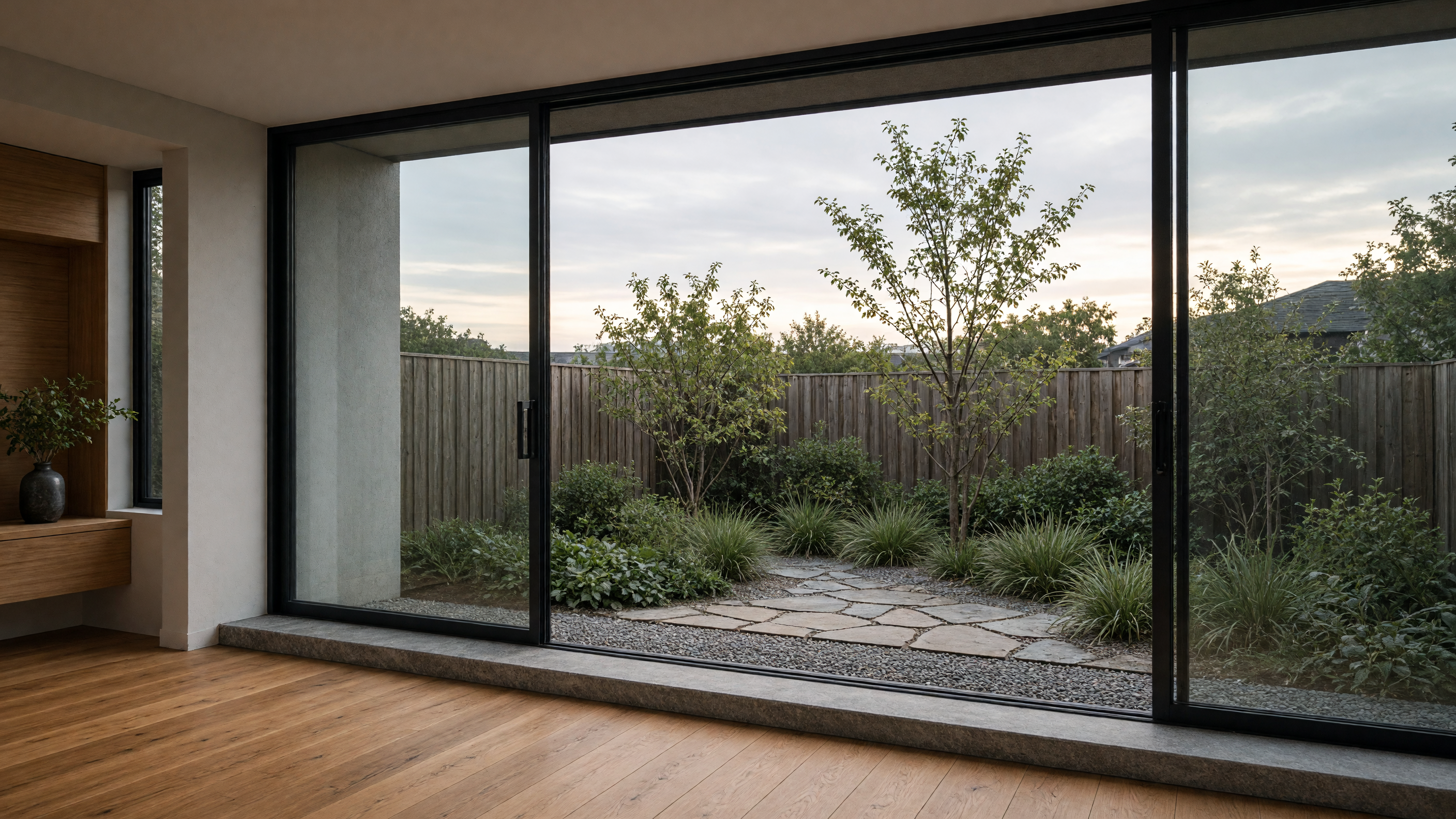 A low stone sill set flush with the floorboards